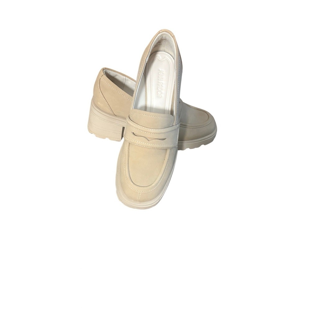 Jenn Ardor Chunky Block Heel Loafer Women's Size 8 beige Platform‎ Lug Sole Shoe